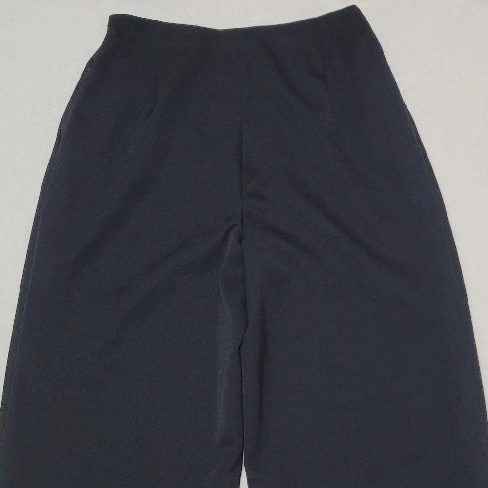 Rare Vintage 70s Western Privata Black Wool Faux Belt High Waisted Cropped Pants